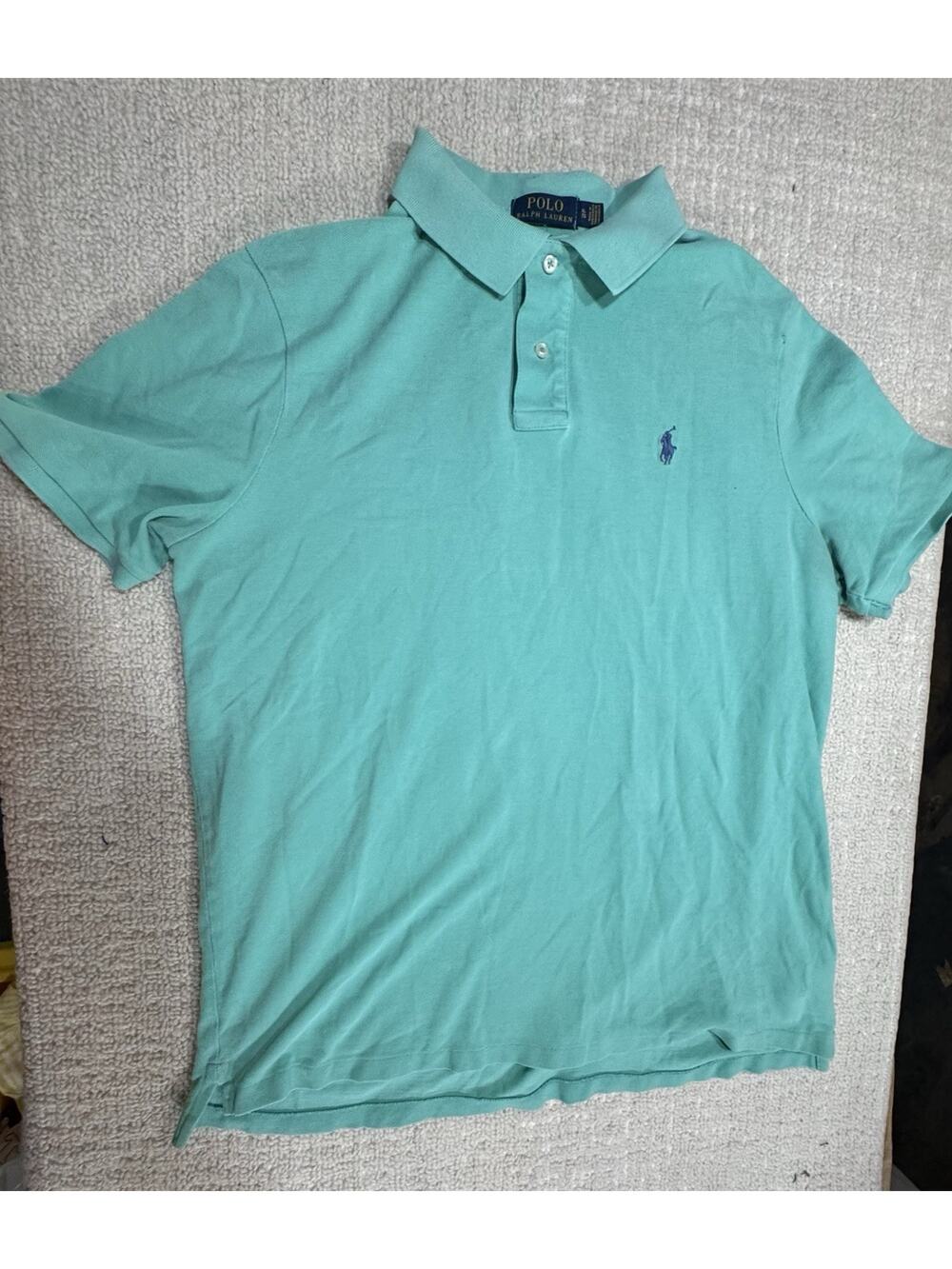 Polo Ralph Lauren Classic Fit Polo Men's XL Mint Green Royal Blue Pony Preppy